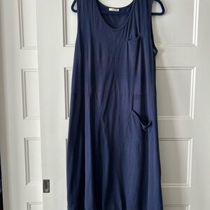 Sleeveless Navy Dress with Pocket